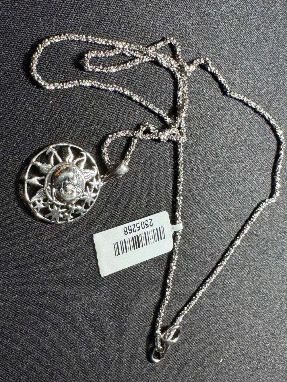 925 Sterling Silver Italy Sun Moon Pendant 16in Chain